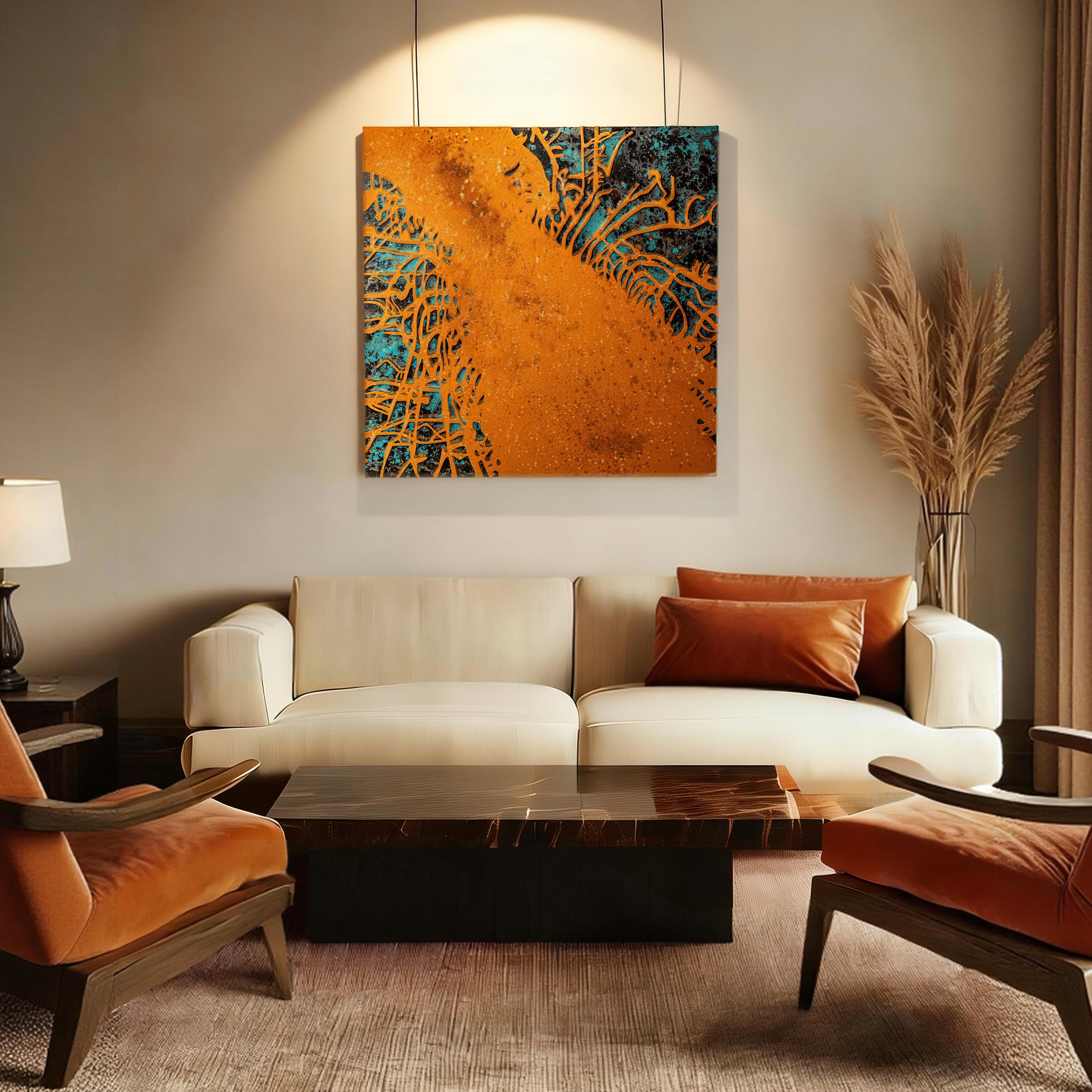 Blossoming Flame Texture Handcrafted Art