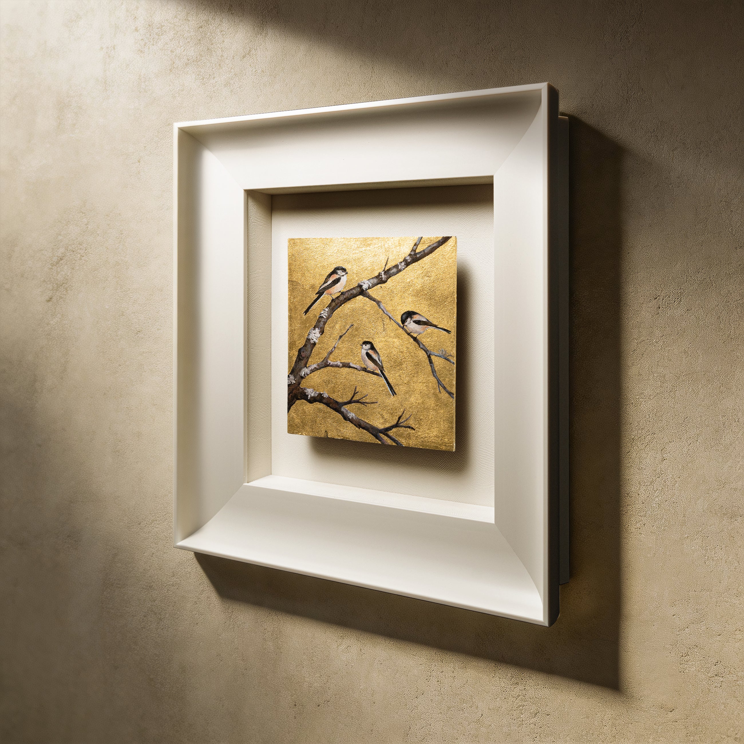 Snow Perch — Gilded Foil · Aura Frame