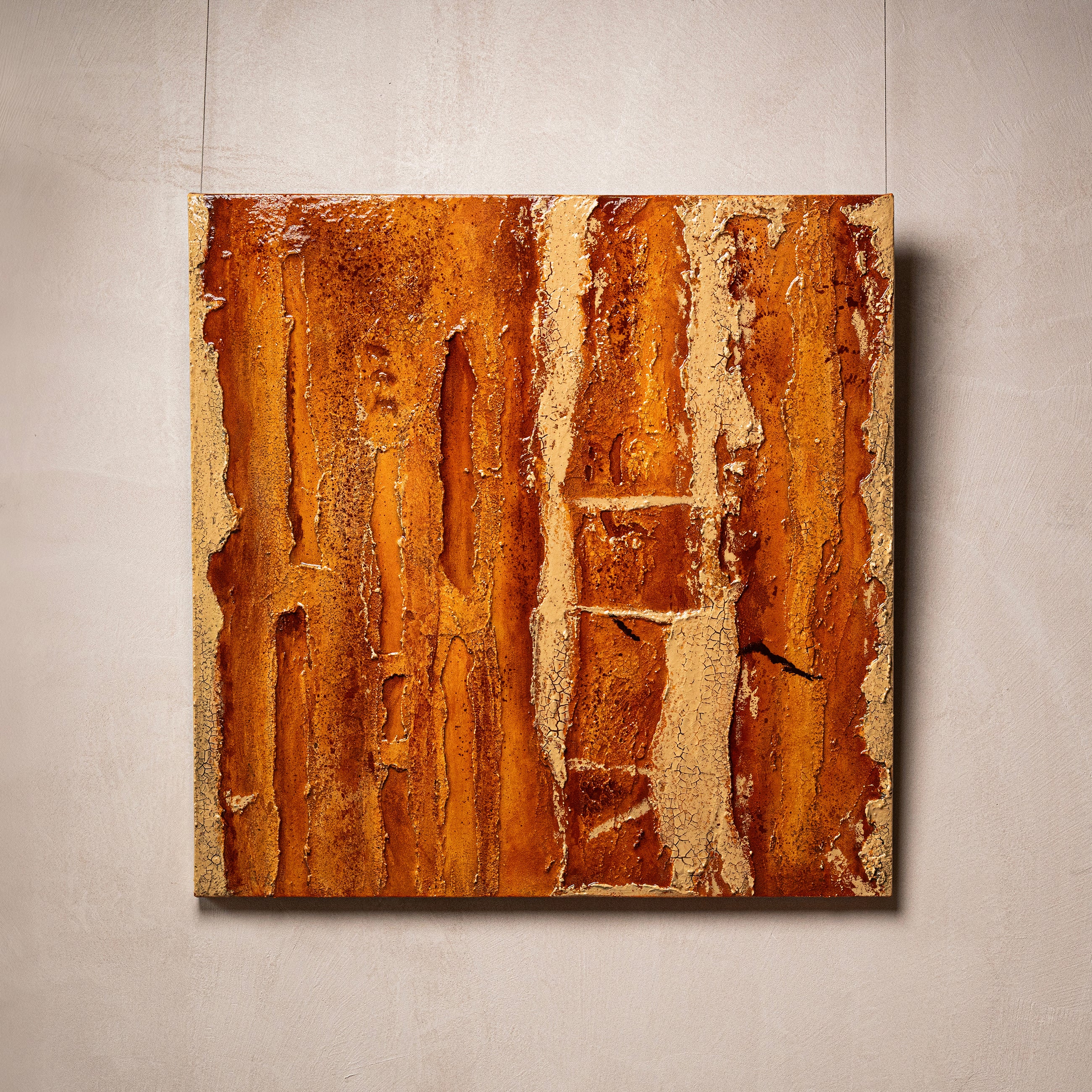 Gilded Terrain — full view of handcrafted 3D wall art embodying earth element grounding, with a gilded terrain textured surface that evokes the natural contours of sacred, mineral-rich land across the entire composition.