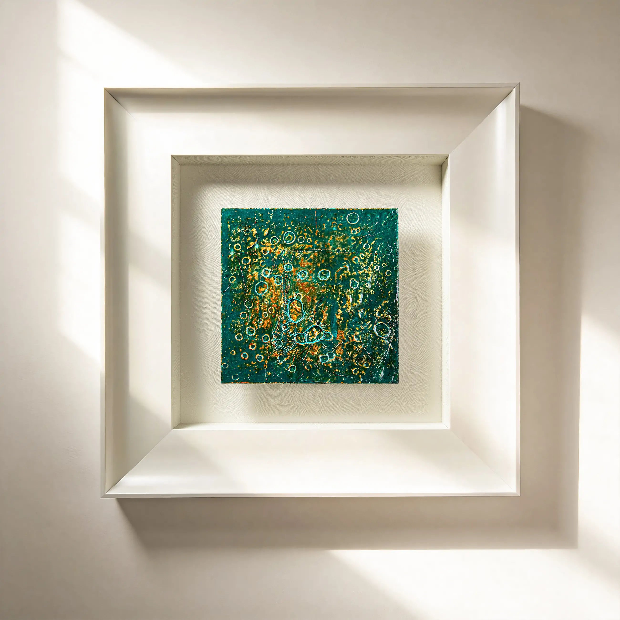 Golden Rain feng shui wall art — full product view expressing metal element clarity and water element flow through aluminum foil relief and layered mineral texture.