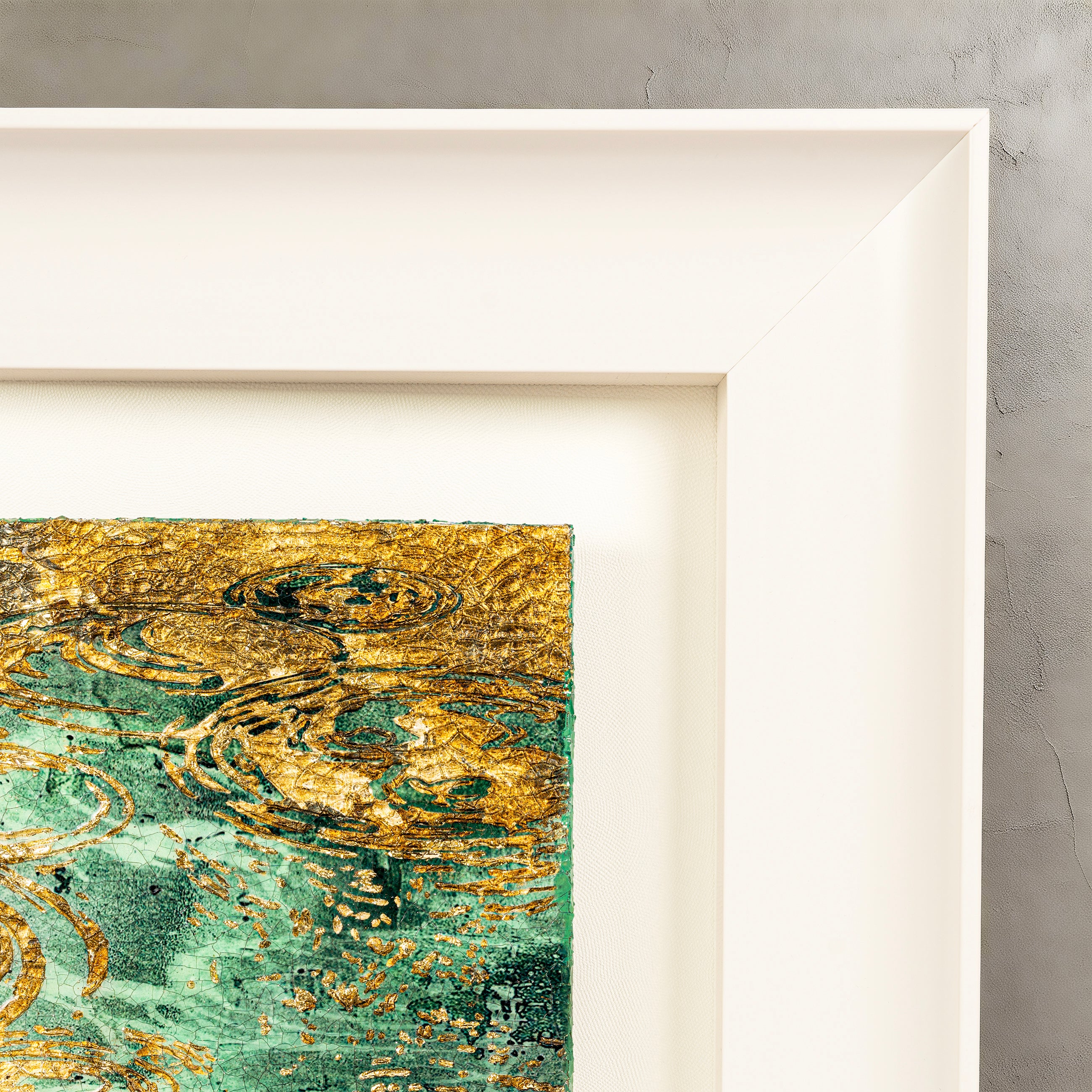 Still Water, Deep Current — Patinated Foil Grand · Aura Frame