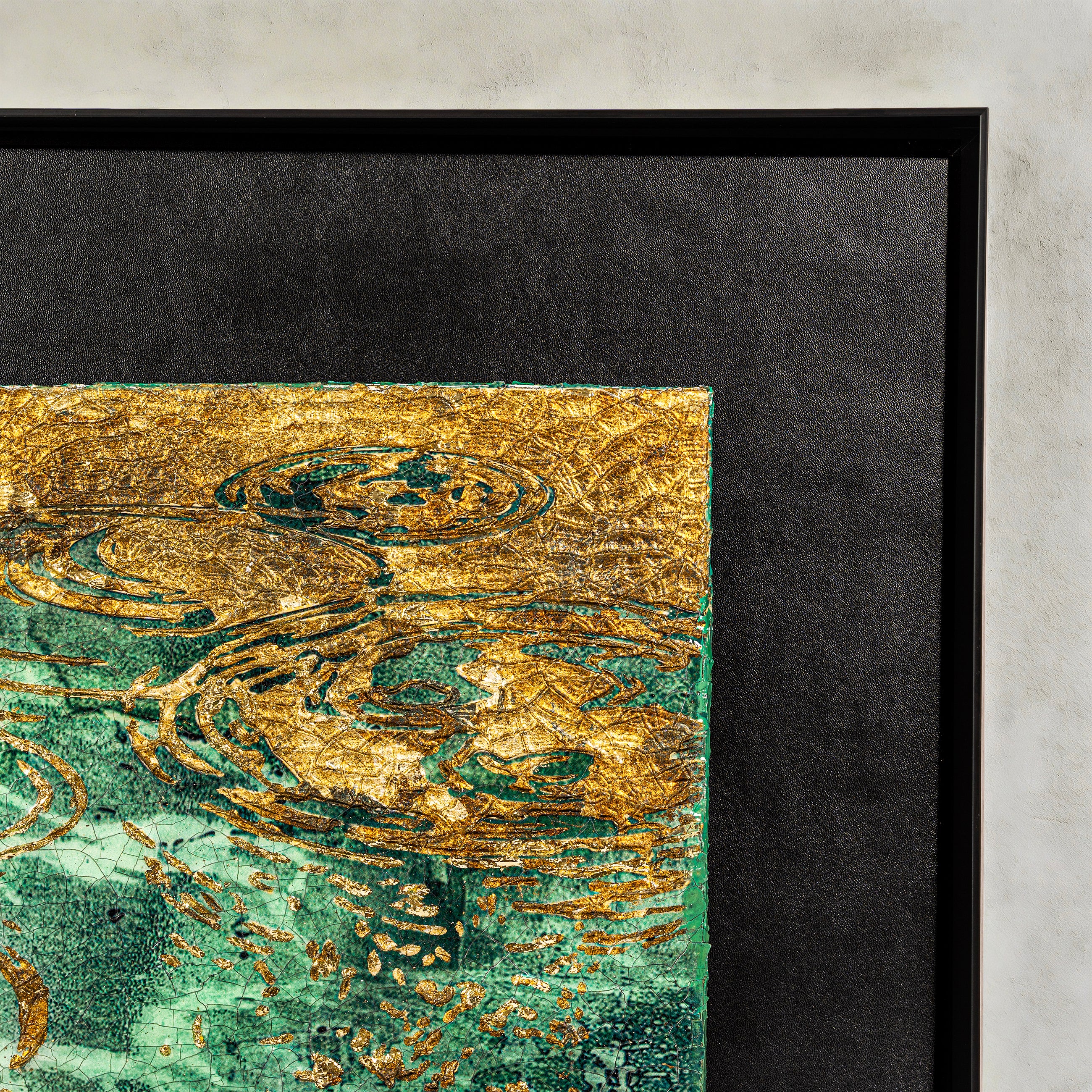 Still Water, Deep Current — Patinated Foil Grand · Aura Frame