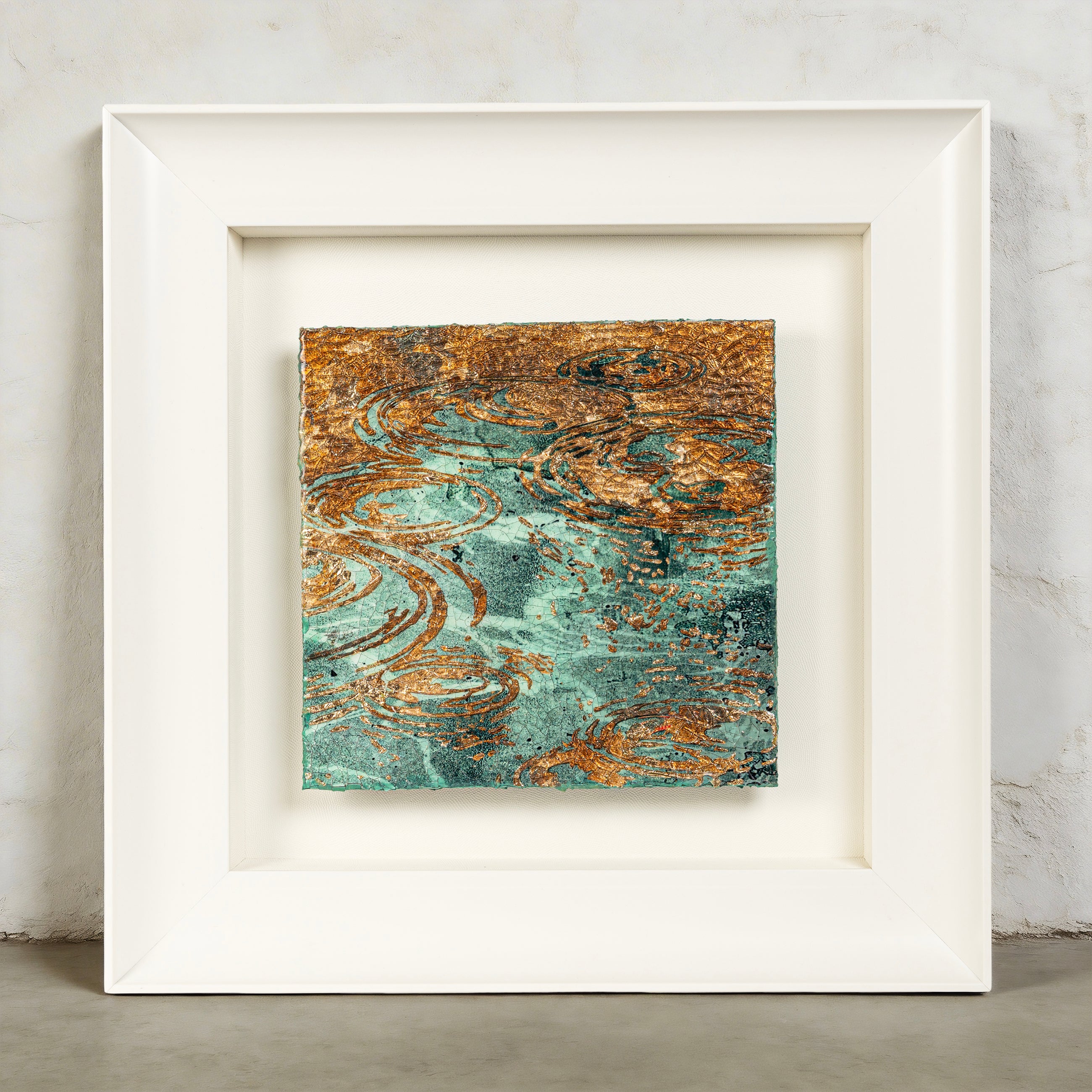 Still Water, Deep Current — Patinated Foil Grand · Aura Frame
