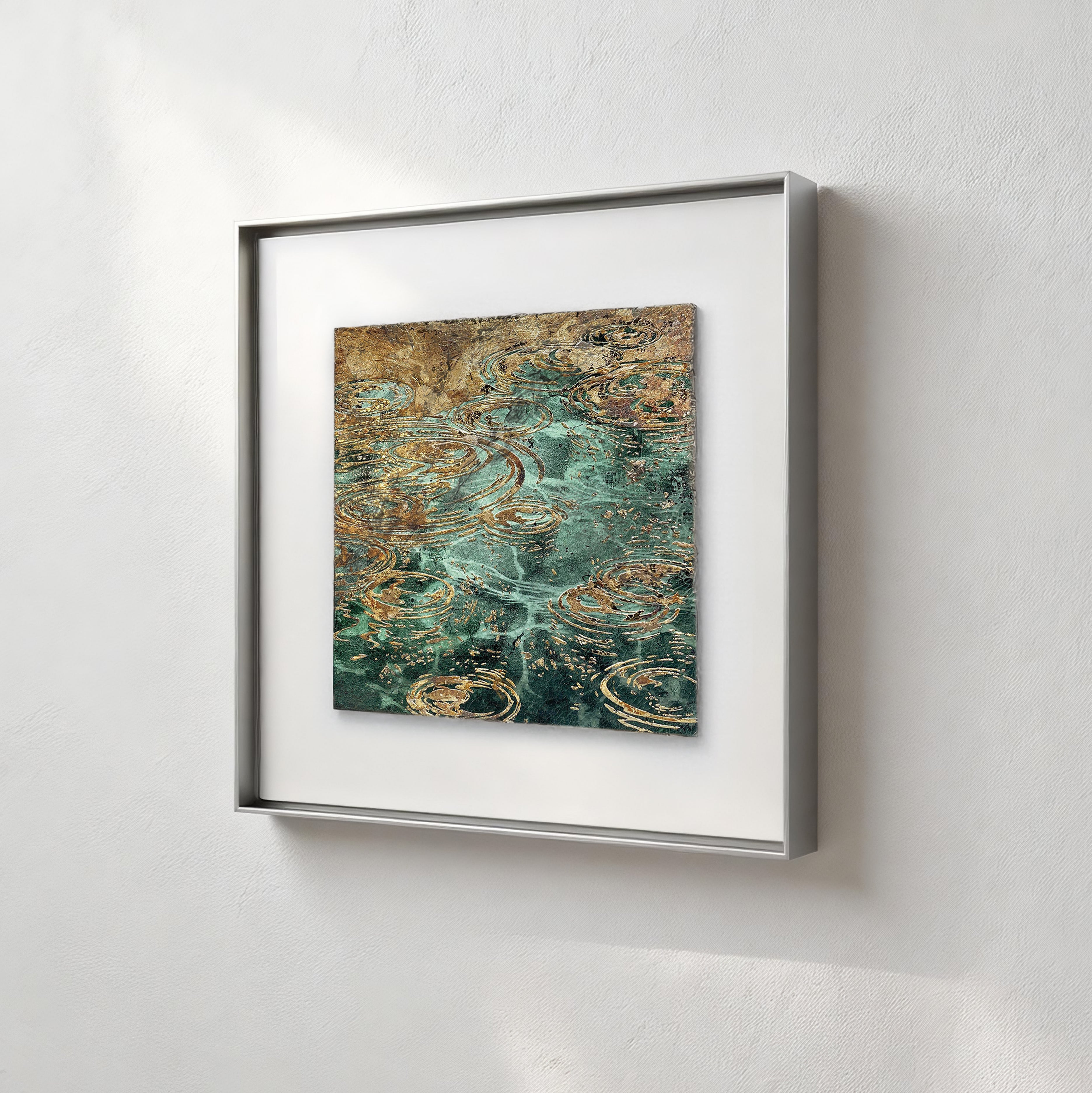 Still Water, Deep Current — Patinated Foil Grand · Aura Frame